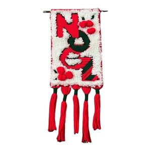 Vintage- Noel Latch Hook Wall Hanging -Approx. 30” X 11 1/2” including tassels